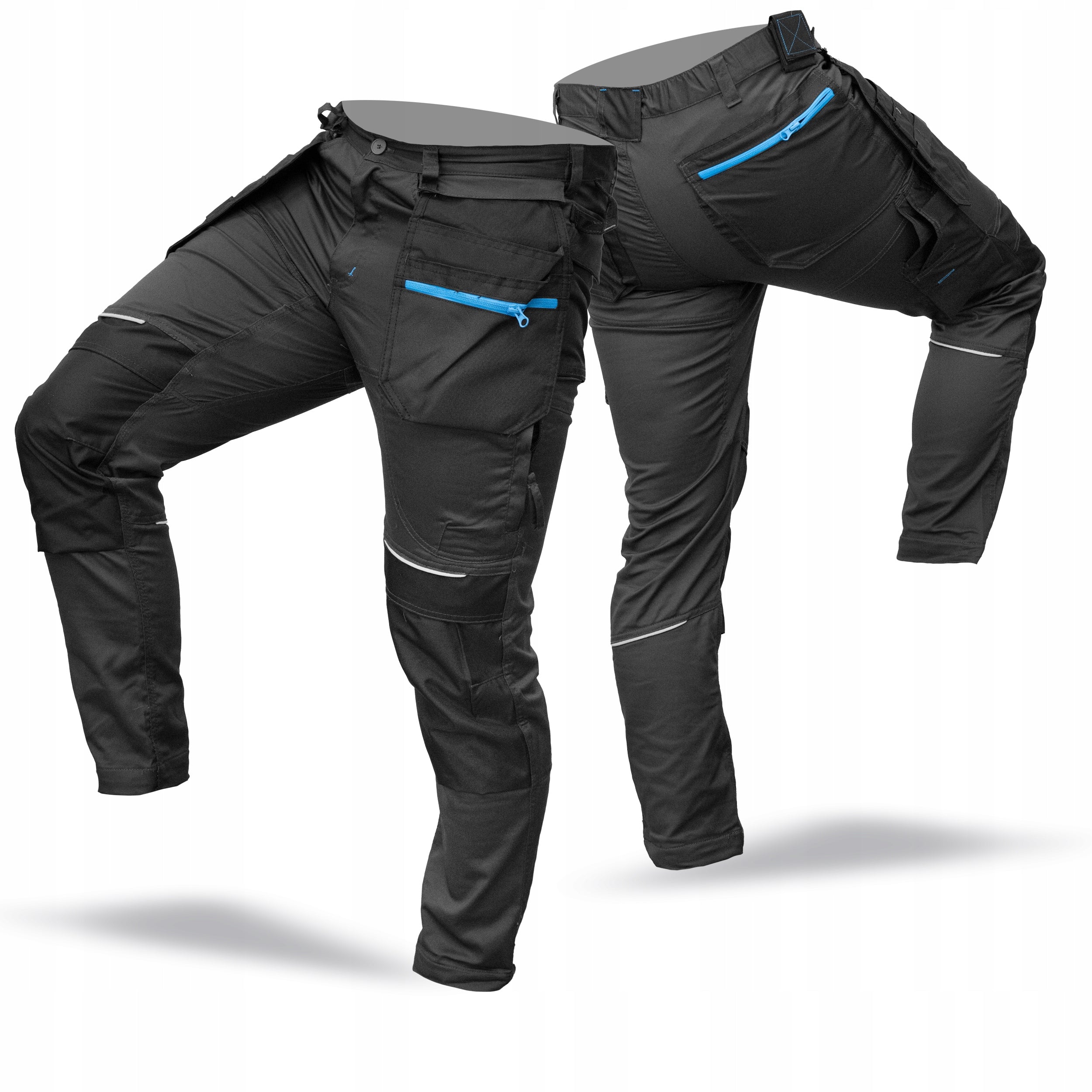 MEN'S WORK TROUSERS FOR BELT ELASTIC PROTECTIVE COMFORTABLE MANY POCKETS