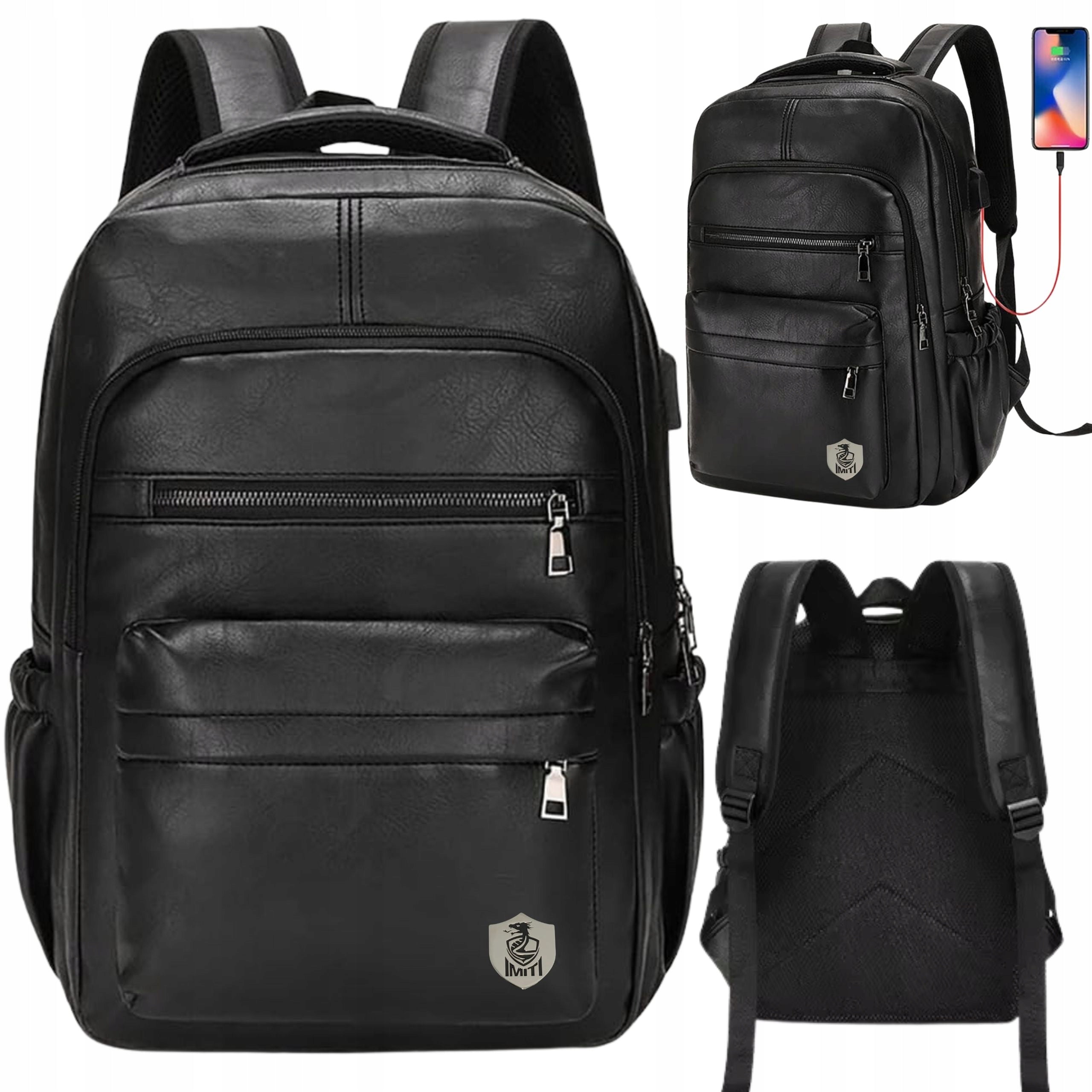 MEN'S YOUTH LAPTOP BACKPACK CITY SCHOOL USB FOR WORK FAUX LEATHER