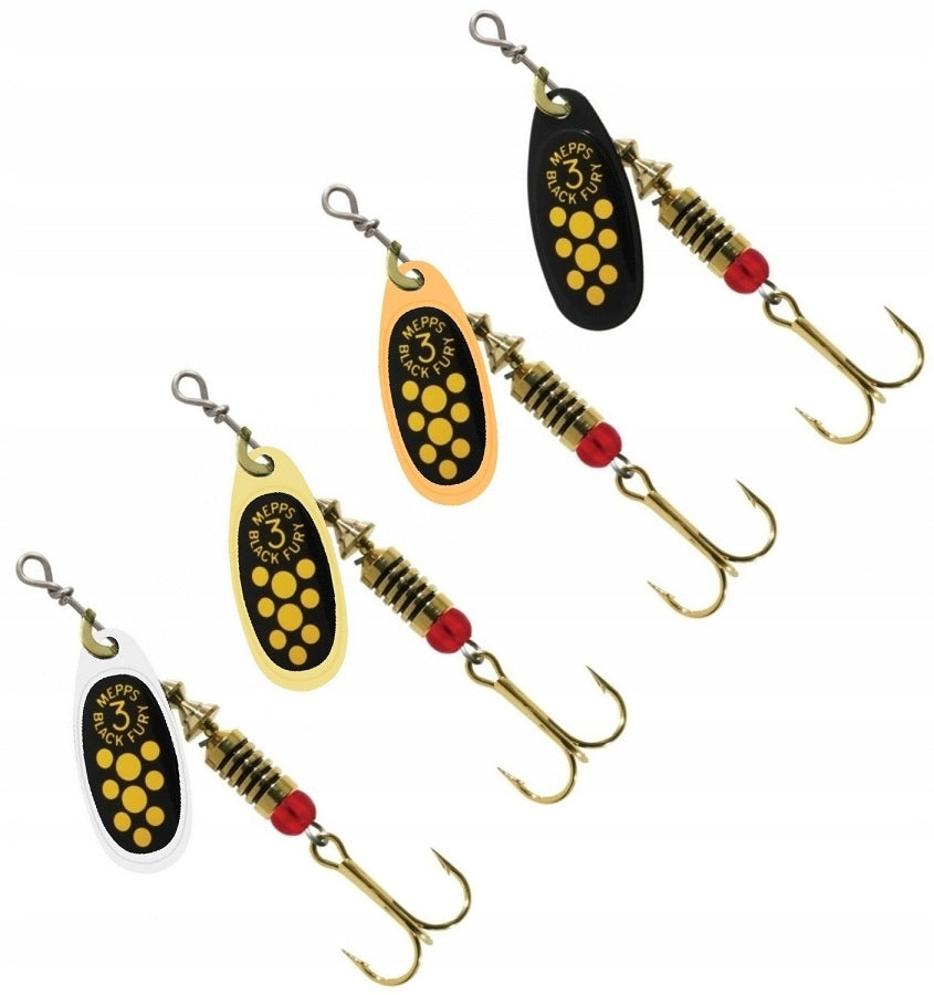 MEPPS BLACK FURY JAUNE SILVER Nr.3 - 6,5,5g THE ORIGINAL WORLD'S #1 LURE Brand Mepps