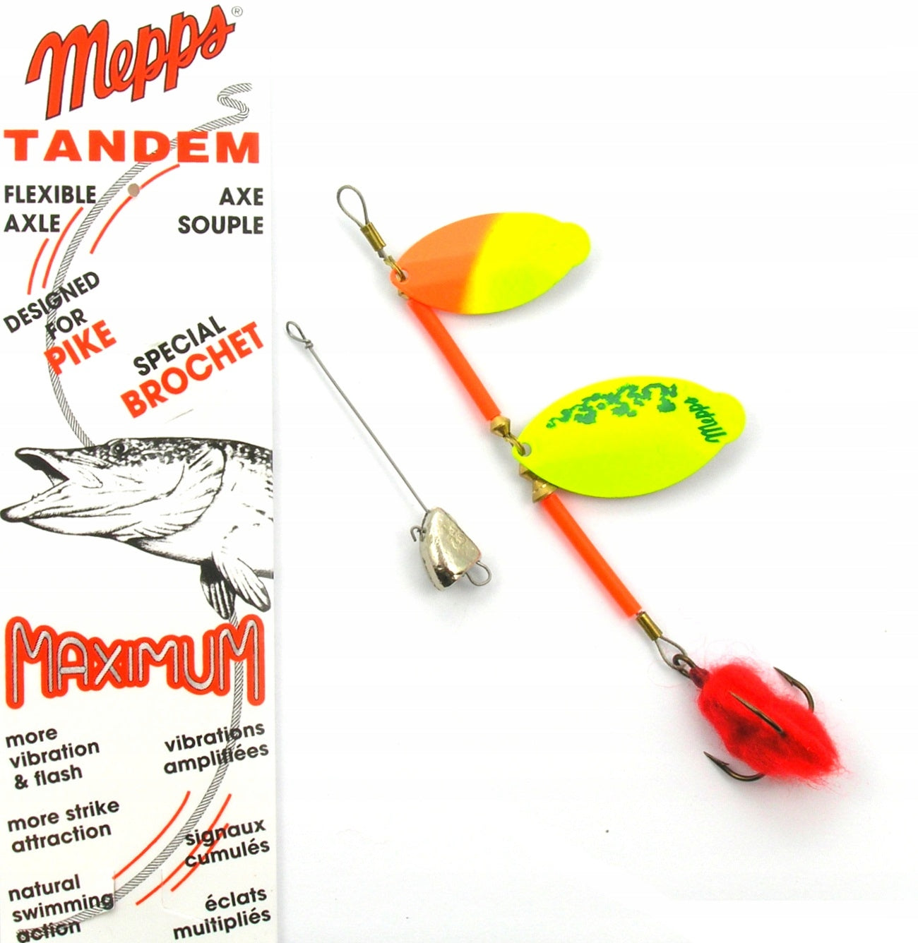 MEPPS PIKE TANDEM 27g ORANGE CHARTREUSE GOLD THE ORIGINAL PACKED WORLD'S #1