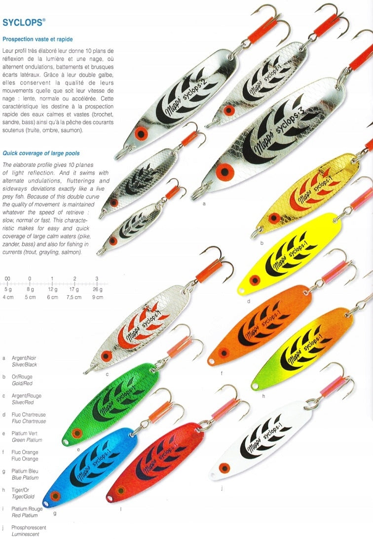 MEPPS SYCLOPS FLUO TIGER GOLD 2' 7.5cm 17gr ORIGINAL PACKED WORLD'S #1 LURE Model SYCLOPS
