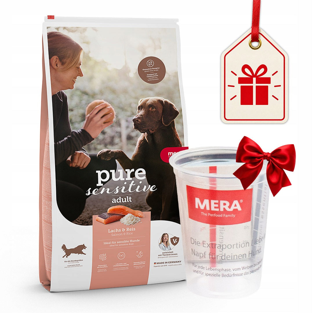 MERA Pure Sensitive Adult with Salmon and Rice, Dry Dog Food 4+4 kg