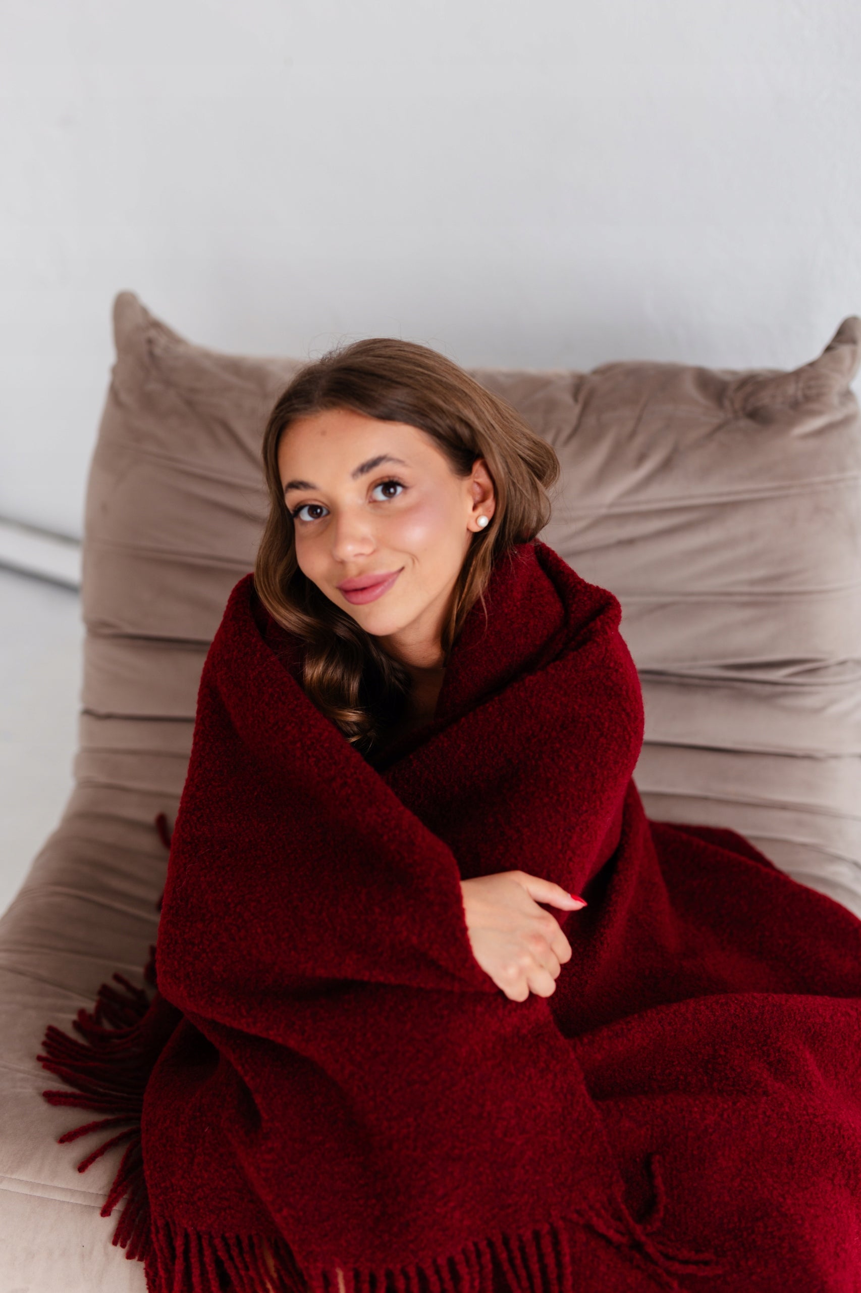 MERINO BOUCLE WOOL BLANKET 140X200 | MERINO WOOL PLAID FOR BED AND COUCH Brand Poszyte