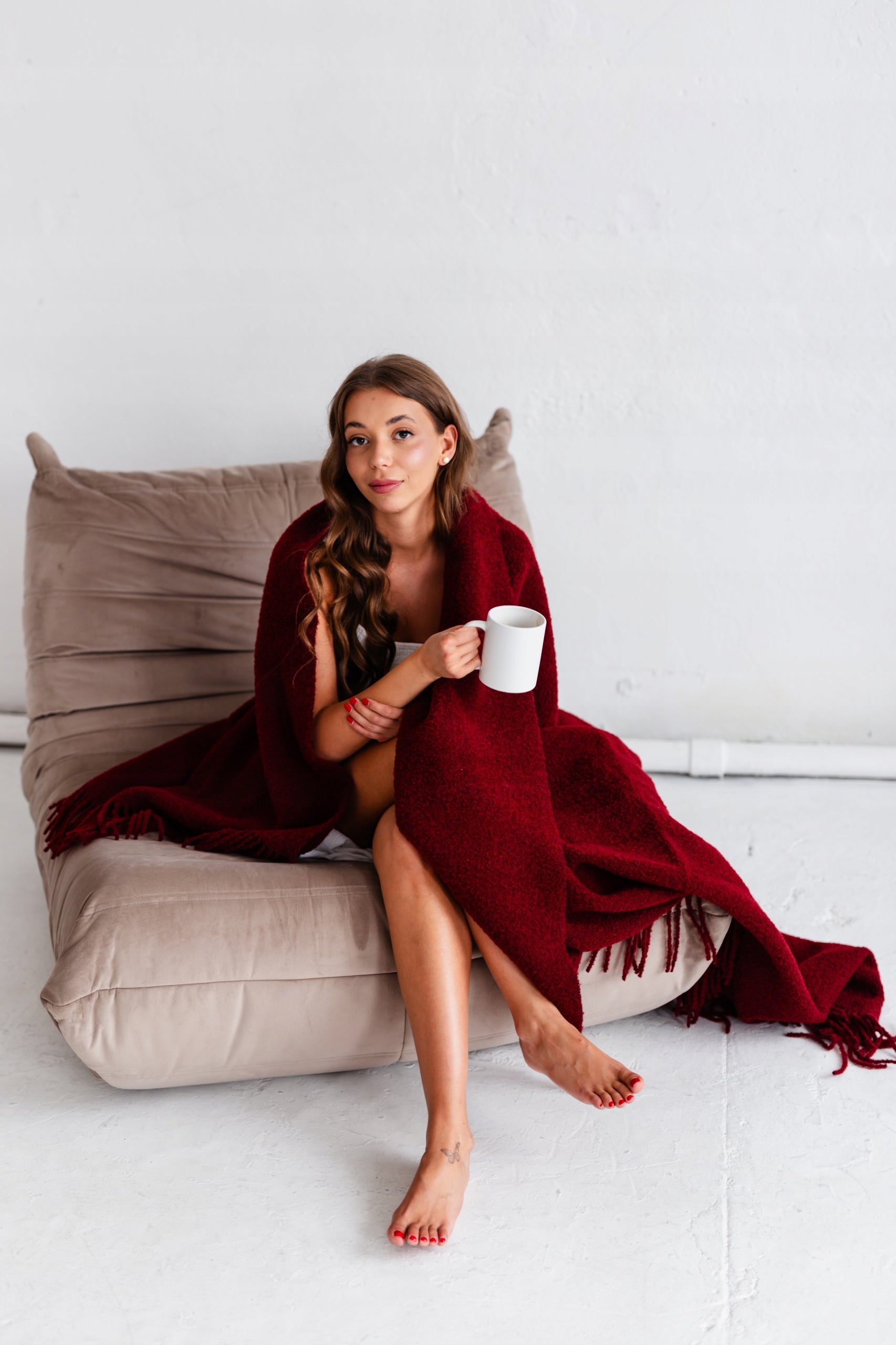 MERINO BOUCLE WOOL BLANKET 140X200 | MERINO WOOL PLAID FOR BED AND COUCH EAN (GTIN) 5907182184359