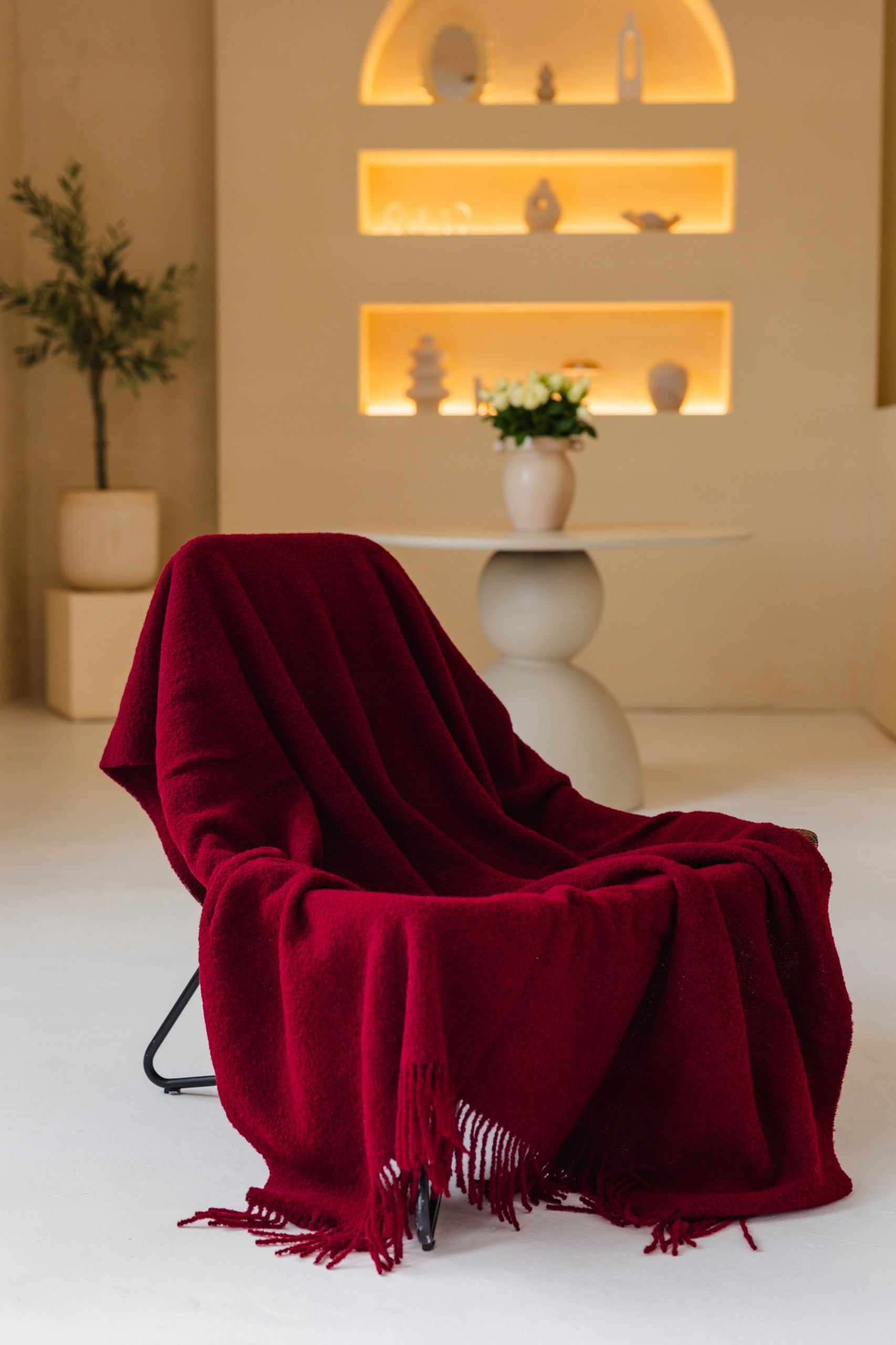 MERINO BOUCLE WOOL BLANKET 140X200 | MERINO WOOL PLAID FOR BED AND COUCH