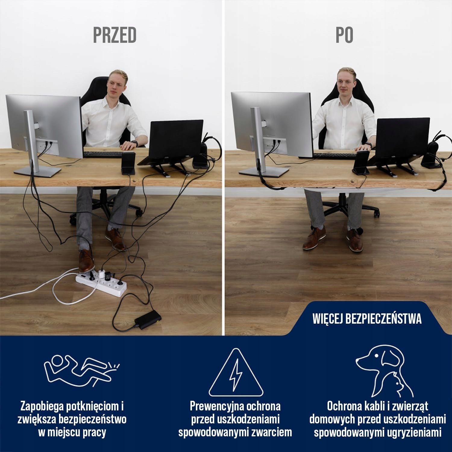 MESH CABLE ORGANIZER UNDER DESK ORGANIZATION AND SAFETY WITH WIRES Model SIATKA NA ORGANIZACJE KABLI BEZPIECZEŃSTWO BIURKO