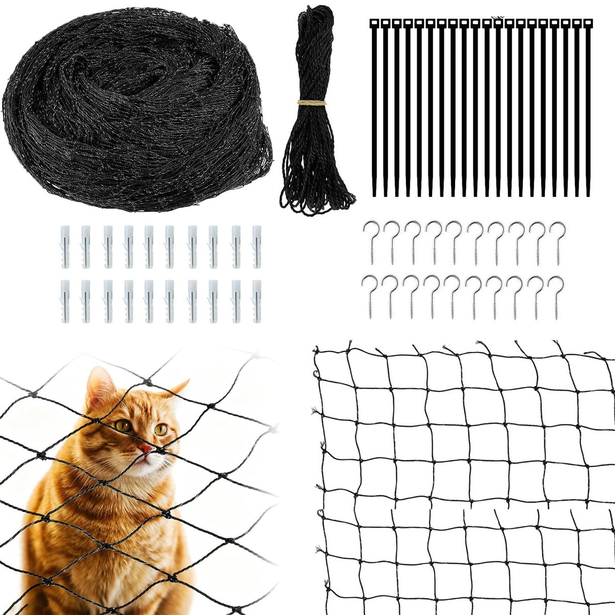 MESH FOR BALCONY PROTECTING AGAINST CAT EYE WINDOW BLACK 3M X 8M