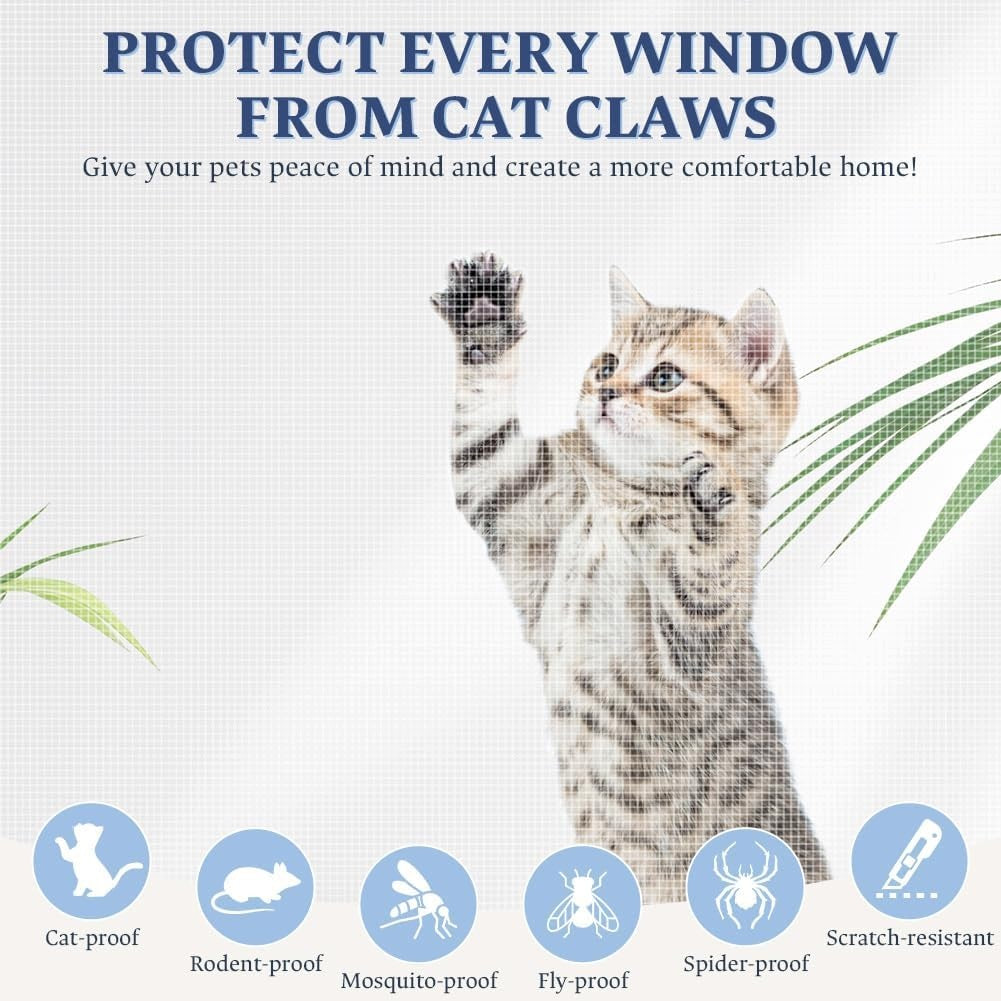 MESH FOR CATS BALCONY SELF-ADHESIVE 100X130 CM WHITE WITH HOOKS Dimensions 100 x 130 cm