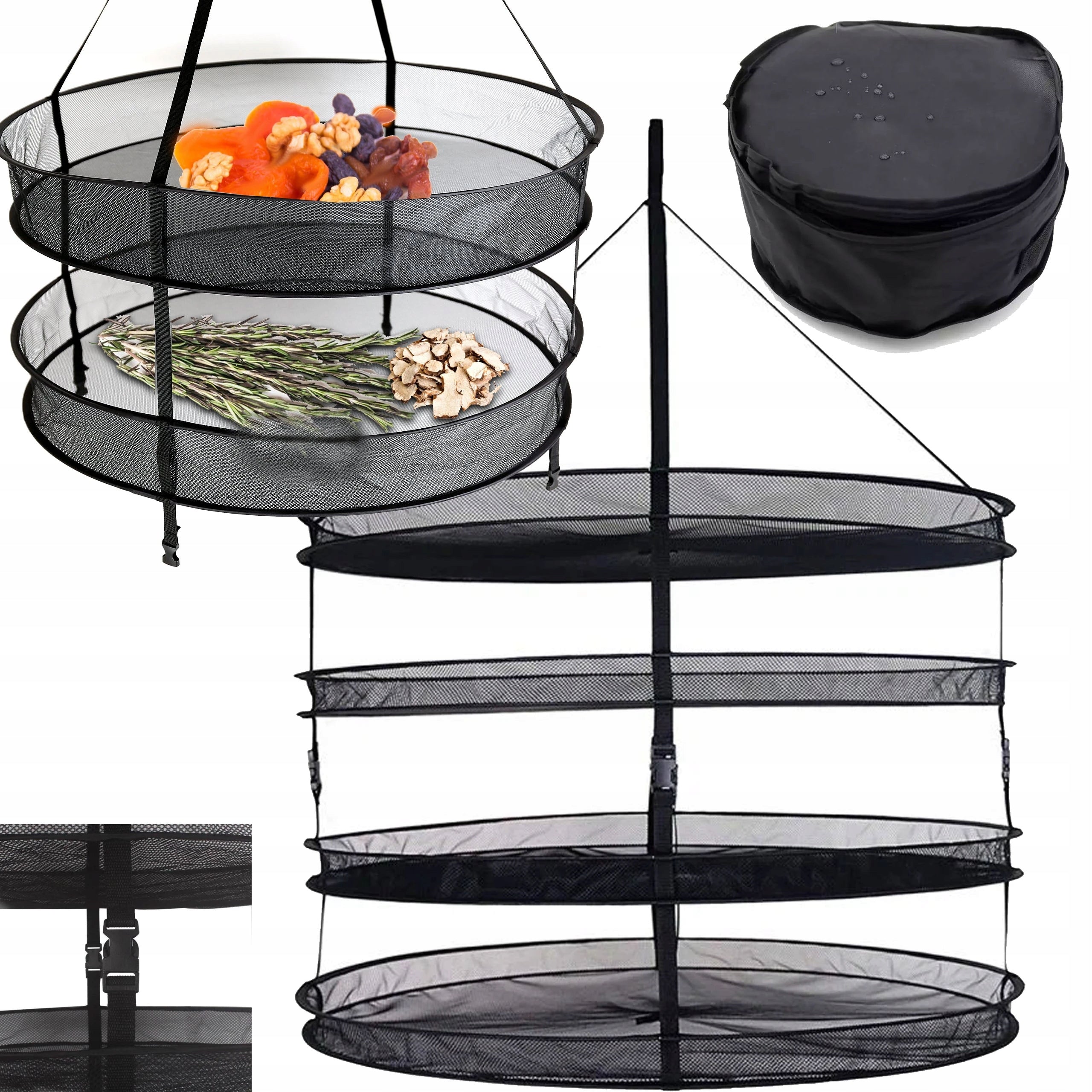 MESH HANGING DRYER FOR HERBS VEGETABLES PLANT MUSHROOMS 4 SHELVES ADJUSTABLE
