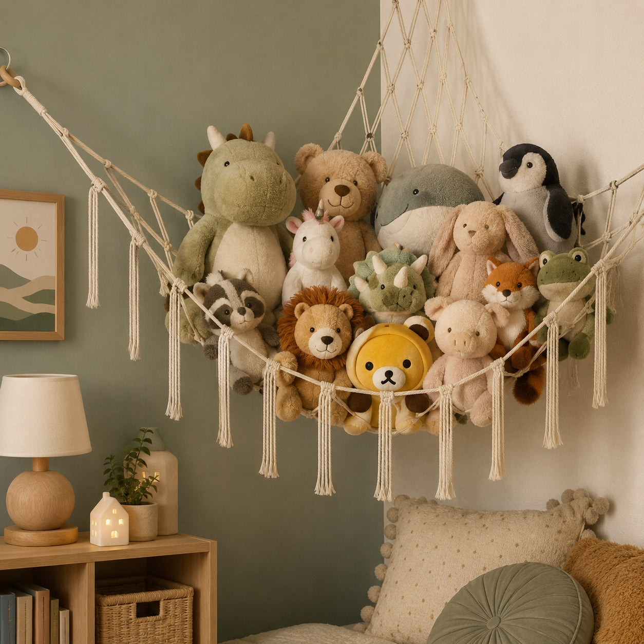 MESH ORGANIZER FOR STUFFED ANIMALS TOYS PLUSH TOYS HANGING CORNER FOR ROOM Brand Allbag