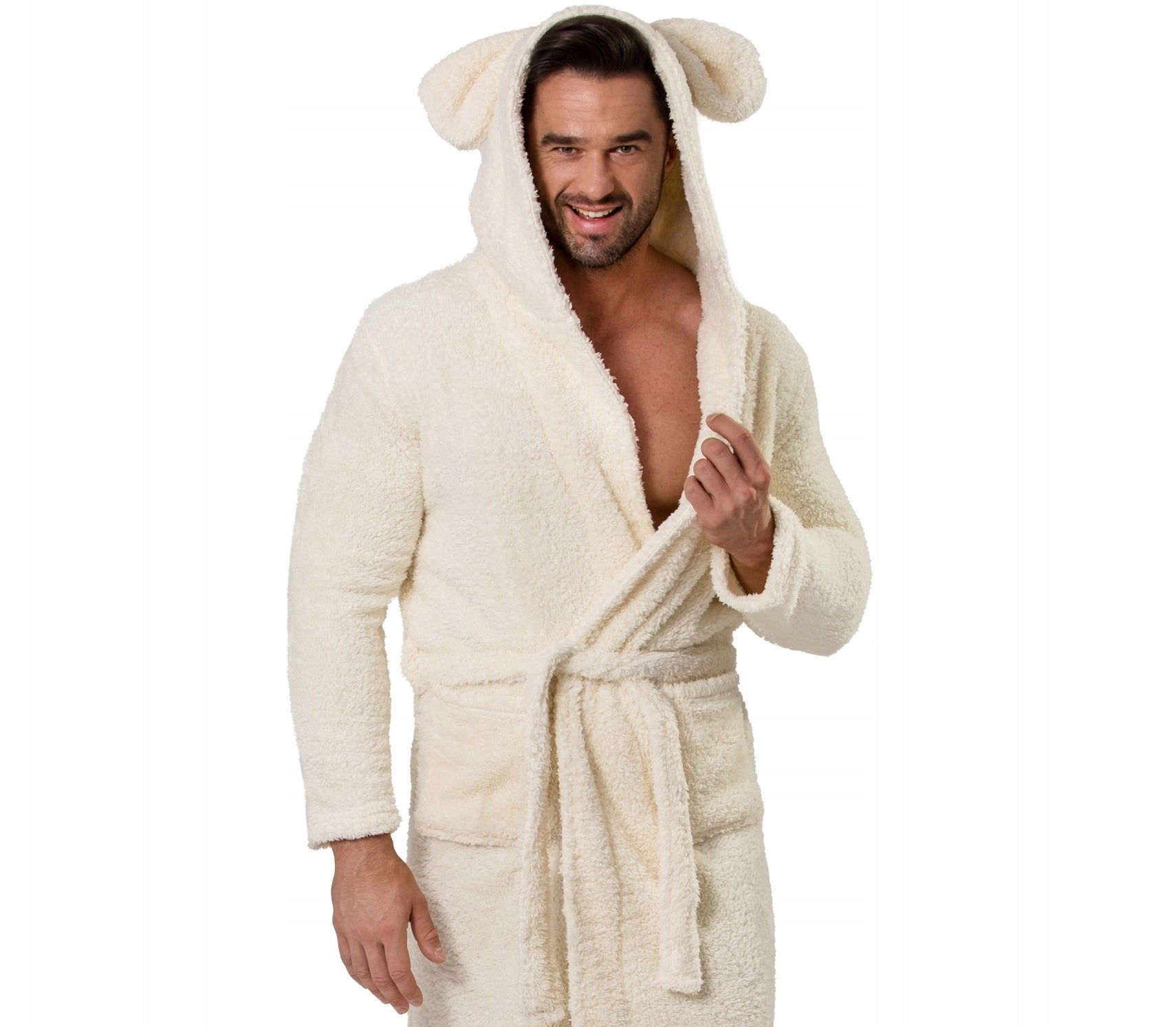 Damenbademantel Teddy Ecru 