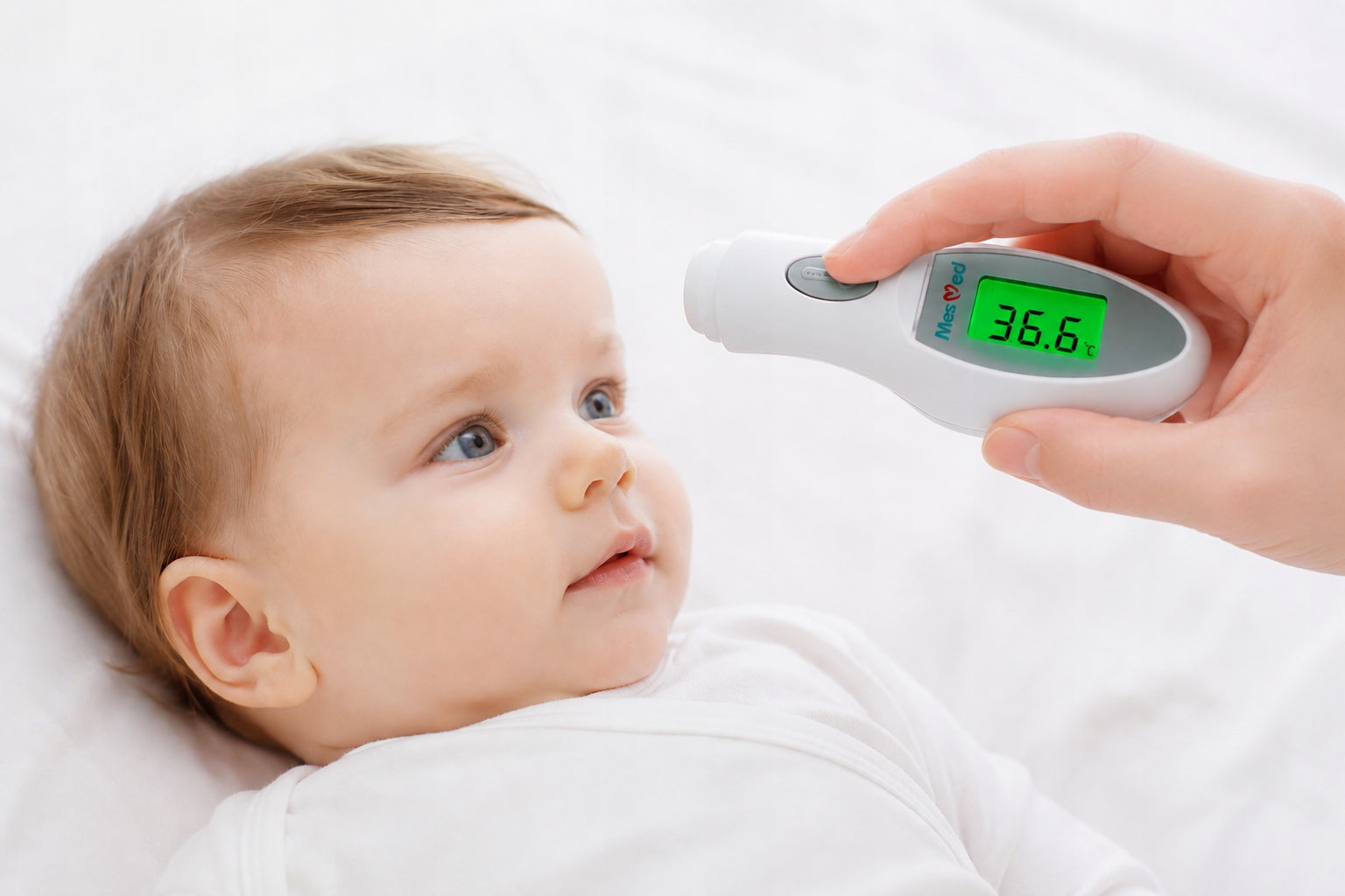 MESMED MM-310 NEZA NON-CONTACT MEDICAL THERMOMETER 1s LCD 3 COLORS CE CASE
