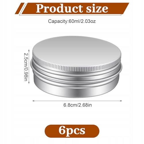 METAL ALUMINUM CANS FOR LOTION CREAMS 60 ML SET OF 6 PCS METAL Manufacturer code Bez marki