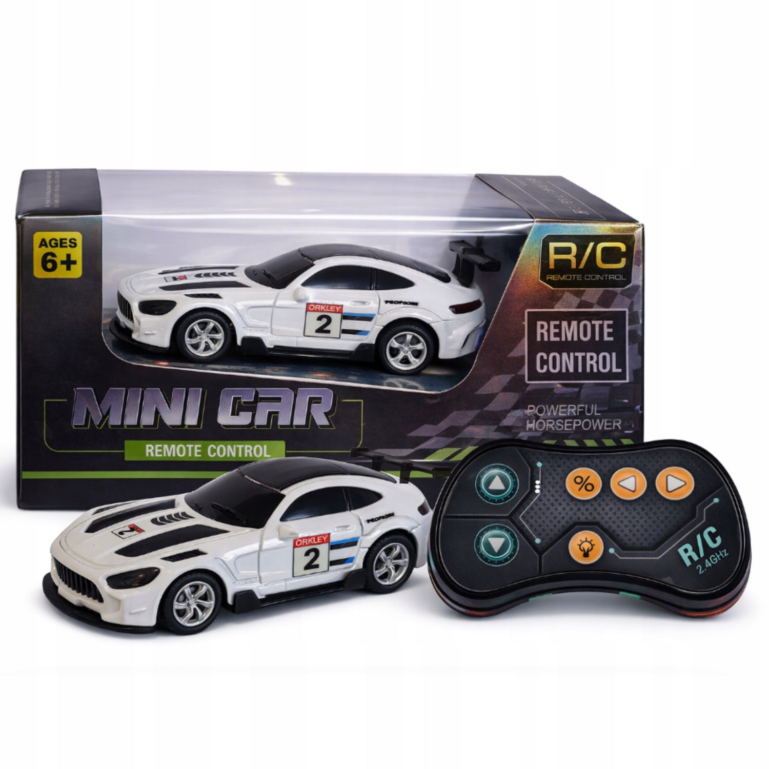 METAL CAR Remote Controlled MINI RC Auto 1:64 WHITE WITH LIGHT