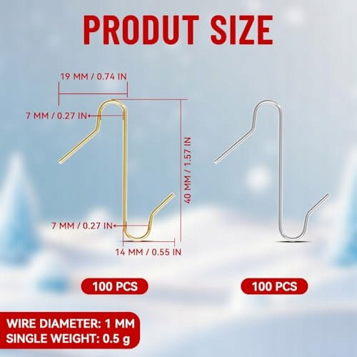 METAL CHRISTMAS TREE HOOKS S GOLD SILVER FOR ORNAMENTS 200 PCS. Manufacturer code Bez marki