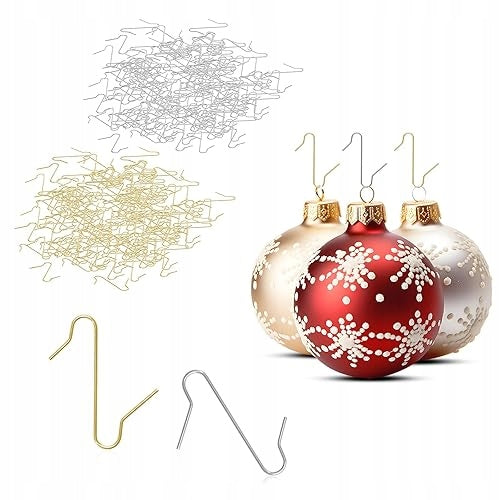 METAL CHRISTMAS TREE HOOKS S GOLD SILVER FOR ORNAMENTS 200 PCS.
