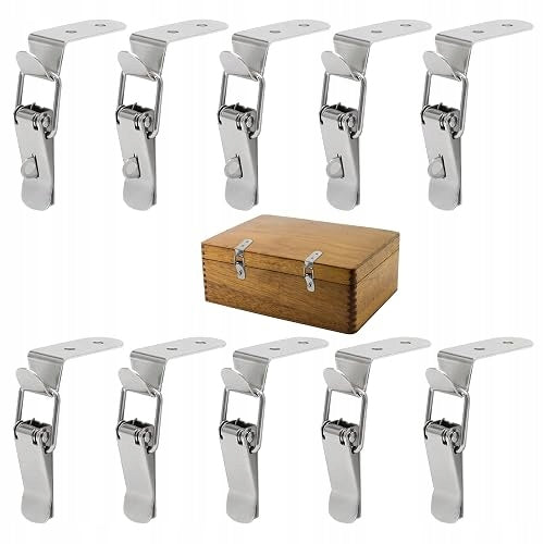 METAL CLAMP FASTENERS 76 5X24MM SNAP FOR BOXES 10PCS