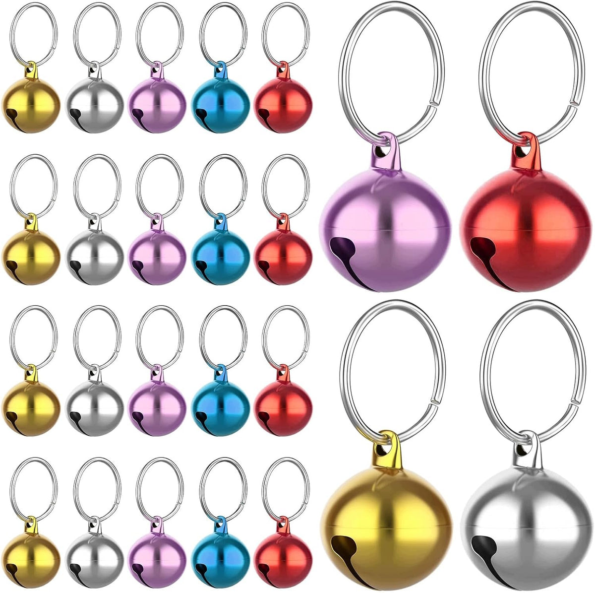 METAL COLLARS FOR DOGS AND CATS 24 PIECES BELL PENDANT