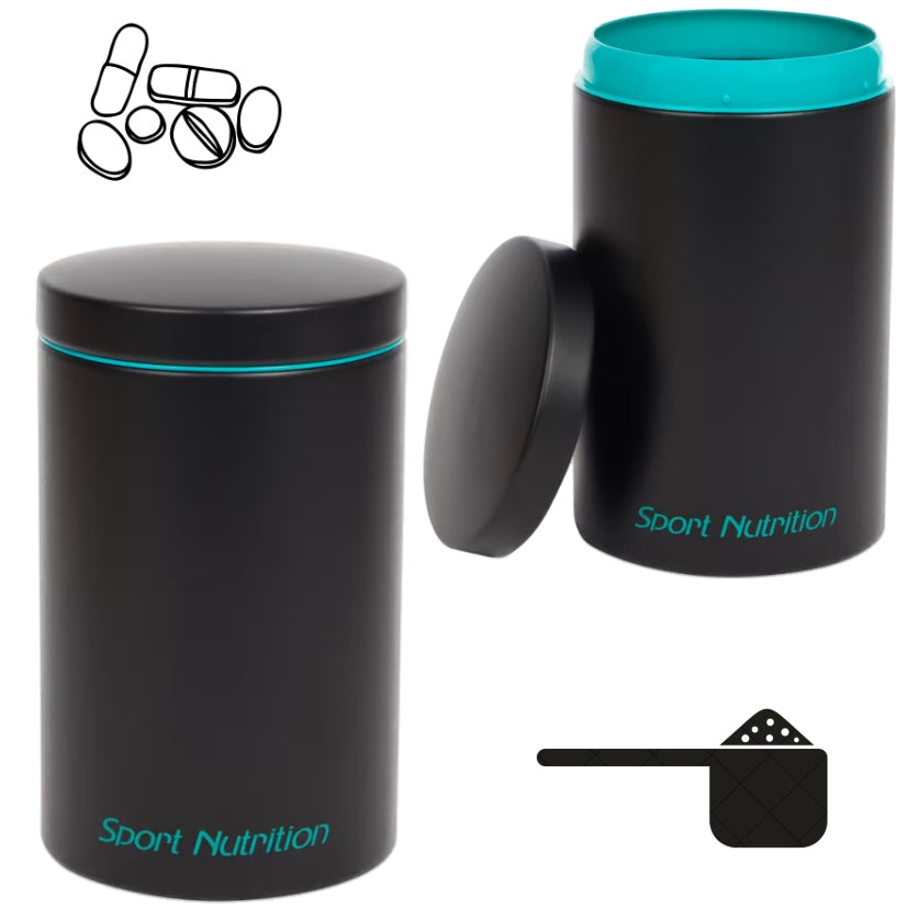 METAL CONTAINER FOR SUPPLEMENTS 2,4L JAR FOR CONDITIONERS GYM SPORT
