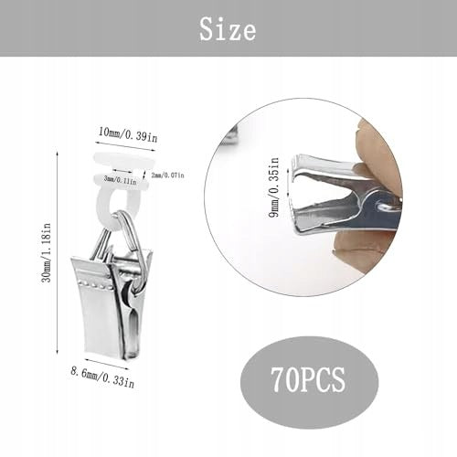METAL CURTAIN CLIPS 70 PCS GUIDE RAILS STAINLESS METAL Manufacturer code Nieoznaczona