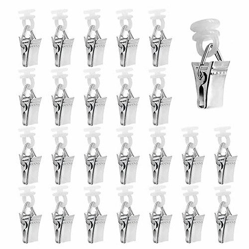 METAL CURTAIN CLIPS 70 PCS GUIDE RAILS STAINLESS METAL