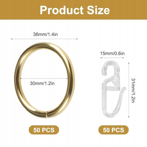 METAL CURTAIN RINGS 30 MM HOOKS DOOR WINDOW 100 PCS. METAL Manufacturer code Bez marki