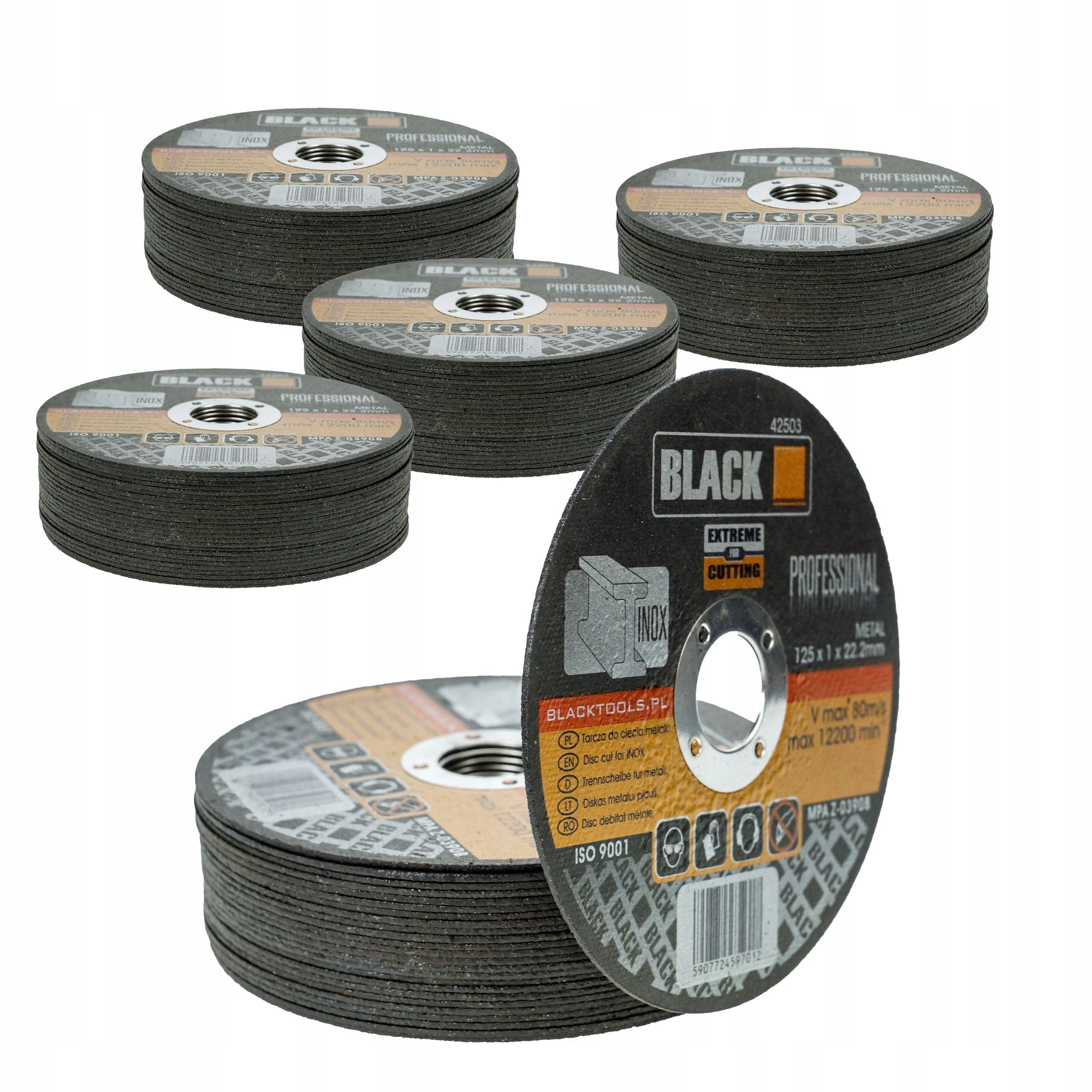 METAL CUTTING DISC STAINLESS STEEL 125x1 STRONG FLAT SET 50 PCS BLACK