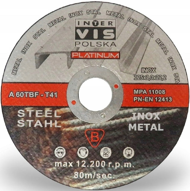 METAL CUTTING DISC STEEL INOX 125x1 STRONG FLAT SET 50PCS Manufacturer code 2545341212