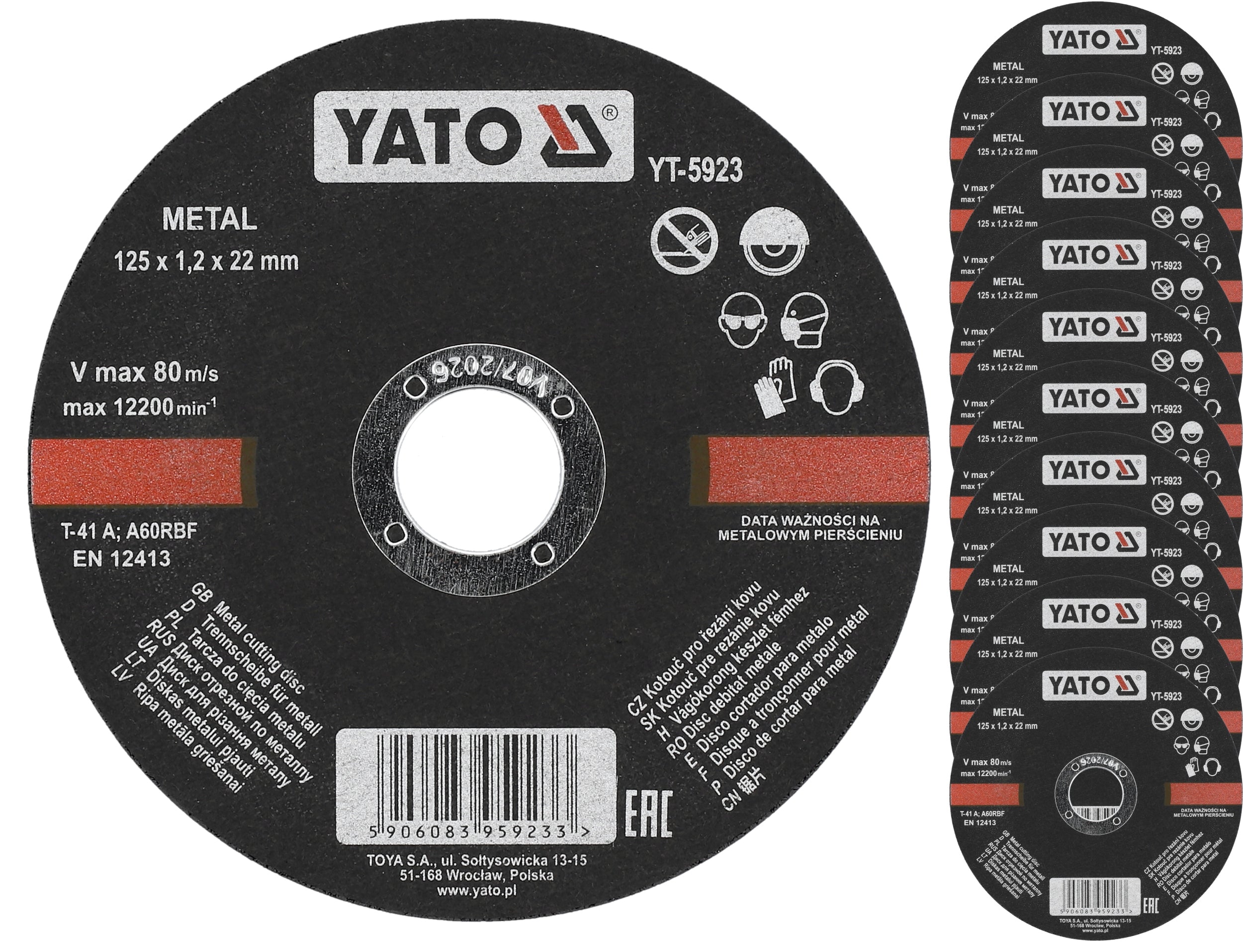 METAL CUTTING DISCS 125x1.2x22.2mm YATO 10 PCS