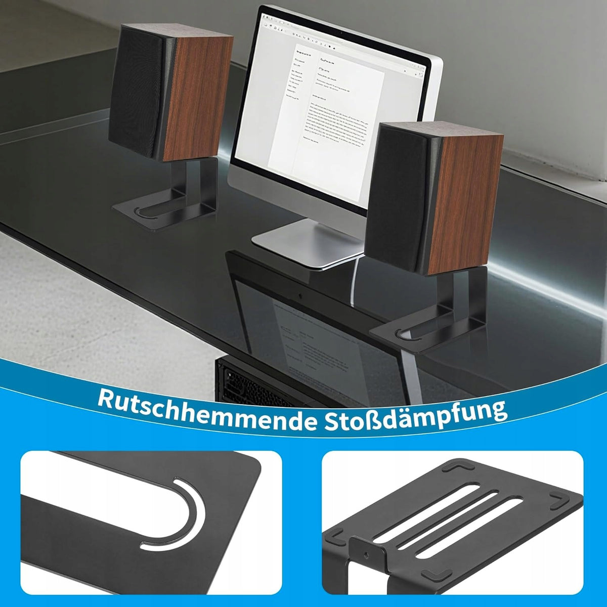METAL DESK SPEAKER STAND WITH NON-SLIP STRAPS BLACK Model other