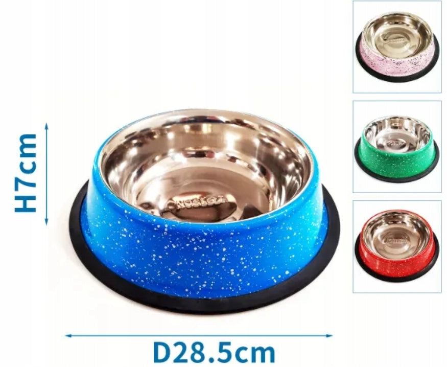 METAL DOG BOWL MARBLED ON RUBBER NON-SLIP 1650ml