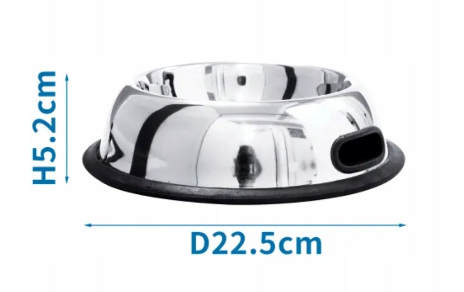 METAL DOG BOWL WITH RUBBER HOLDER NON-SLIP 700ml Brand Nobleza