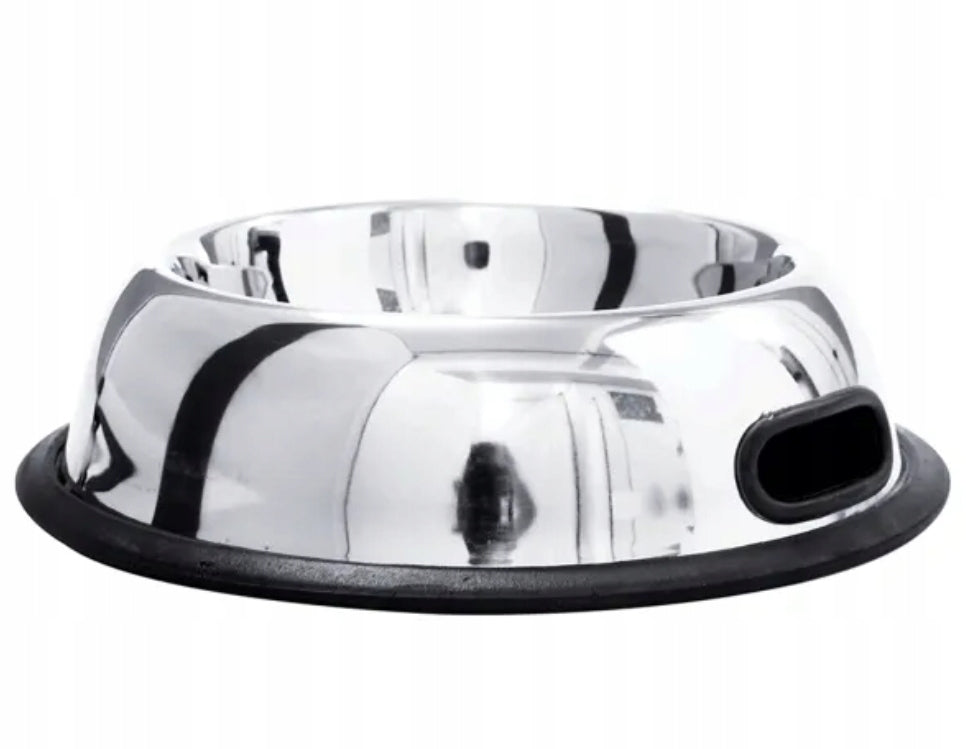 METAL DOG BOWL WITH RUBBER HOLDER NON-SLIP 700ml