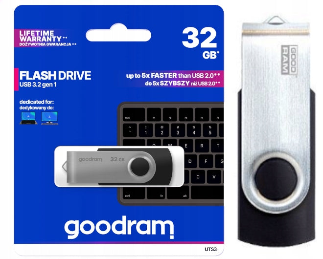METAL FLASH DRIVE GOODRAM TWISTER 32GB USB 3.2 for gift black