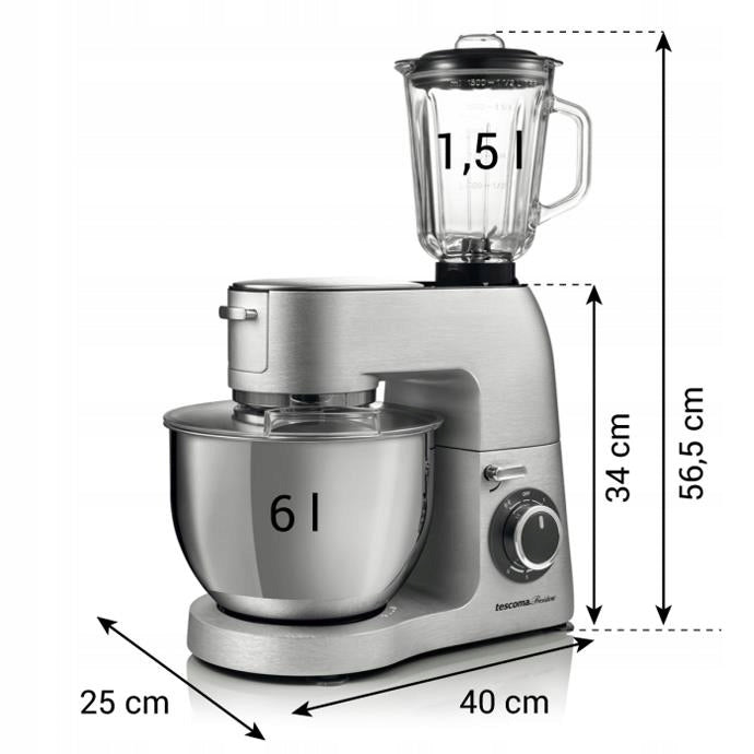 METAL FOOD PROCESSOR PRESIDENT 1500W FULL SET SOLID TESCOMA Packaging status original