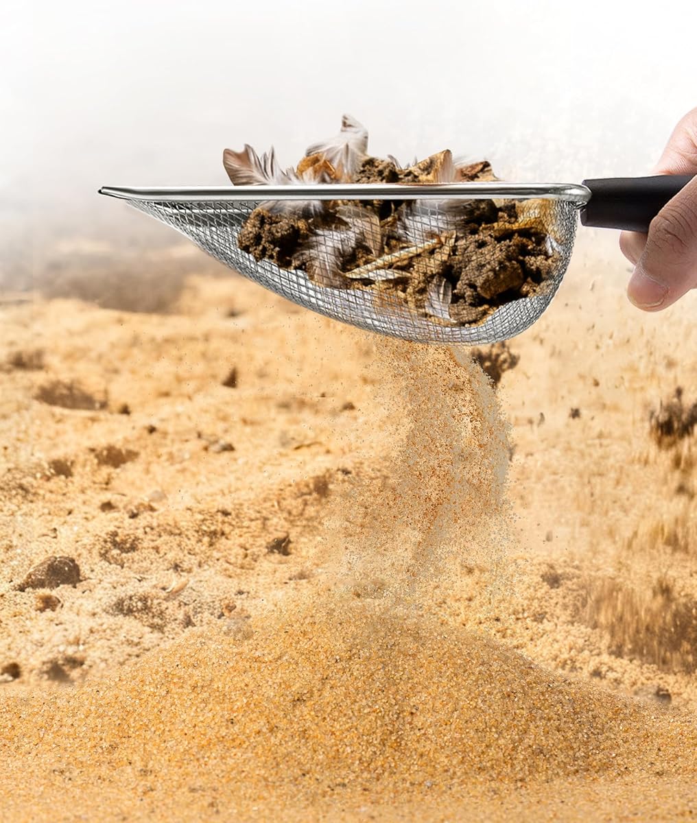METAL GRAVEL SHOVEL SET OF 2 STRAINERS 3,8MM 5MM FOR CHICKEN COOP Packaging status original
