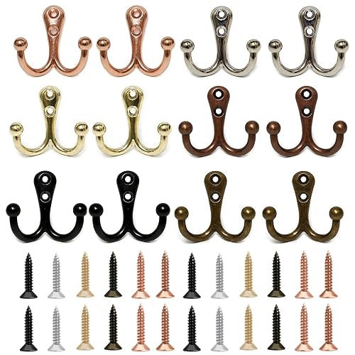METAL HANGER DOUBLE VINTAGE HOOK FOR CLOTHES SET OF 12 PIECES