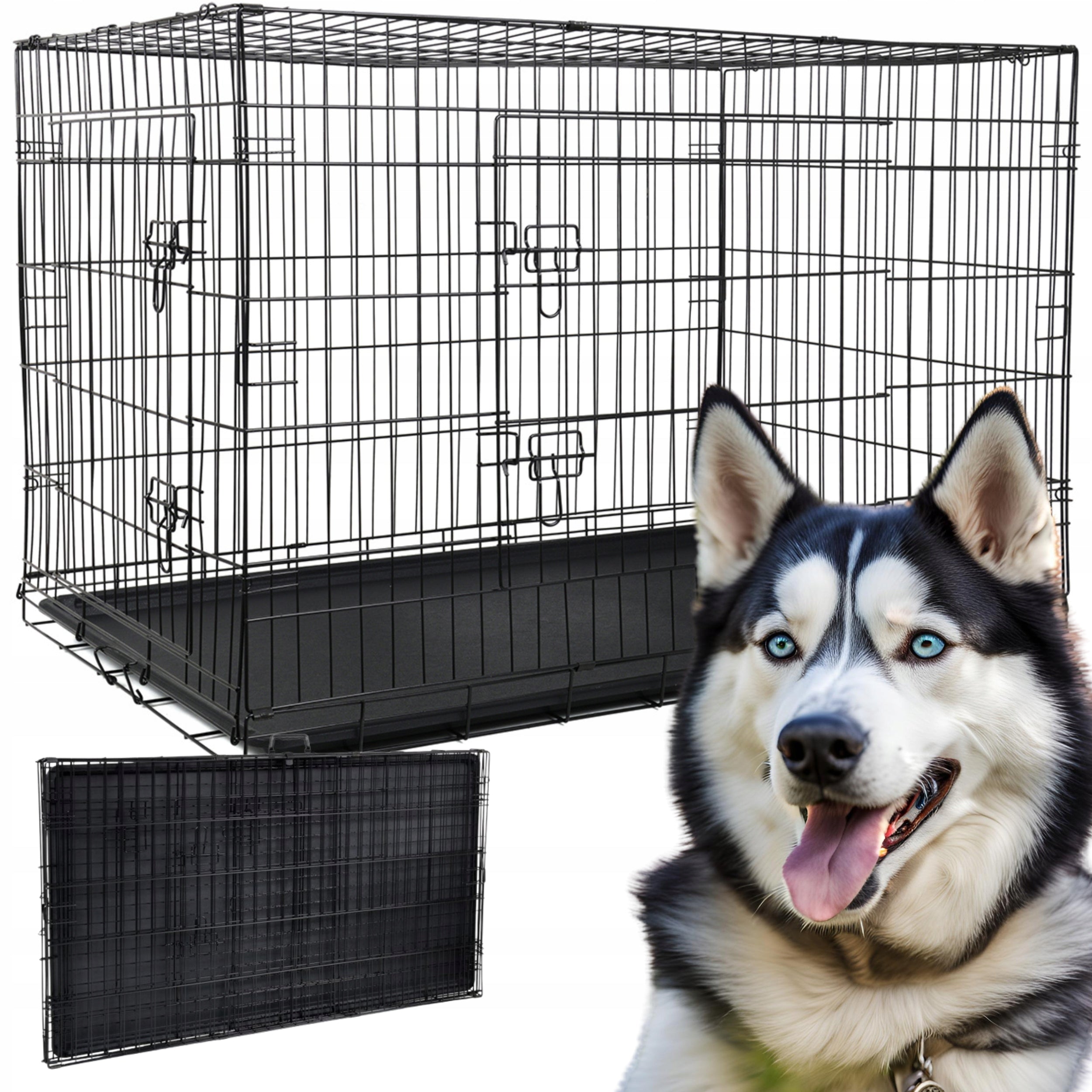 METAL KENNEL CAGE FOR DOG ANIMALS TRANSPORTER PLAYPEN 122x74x80 XXXL