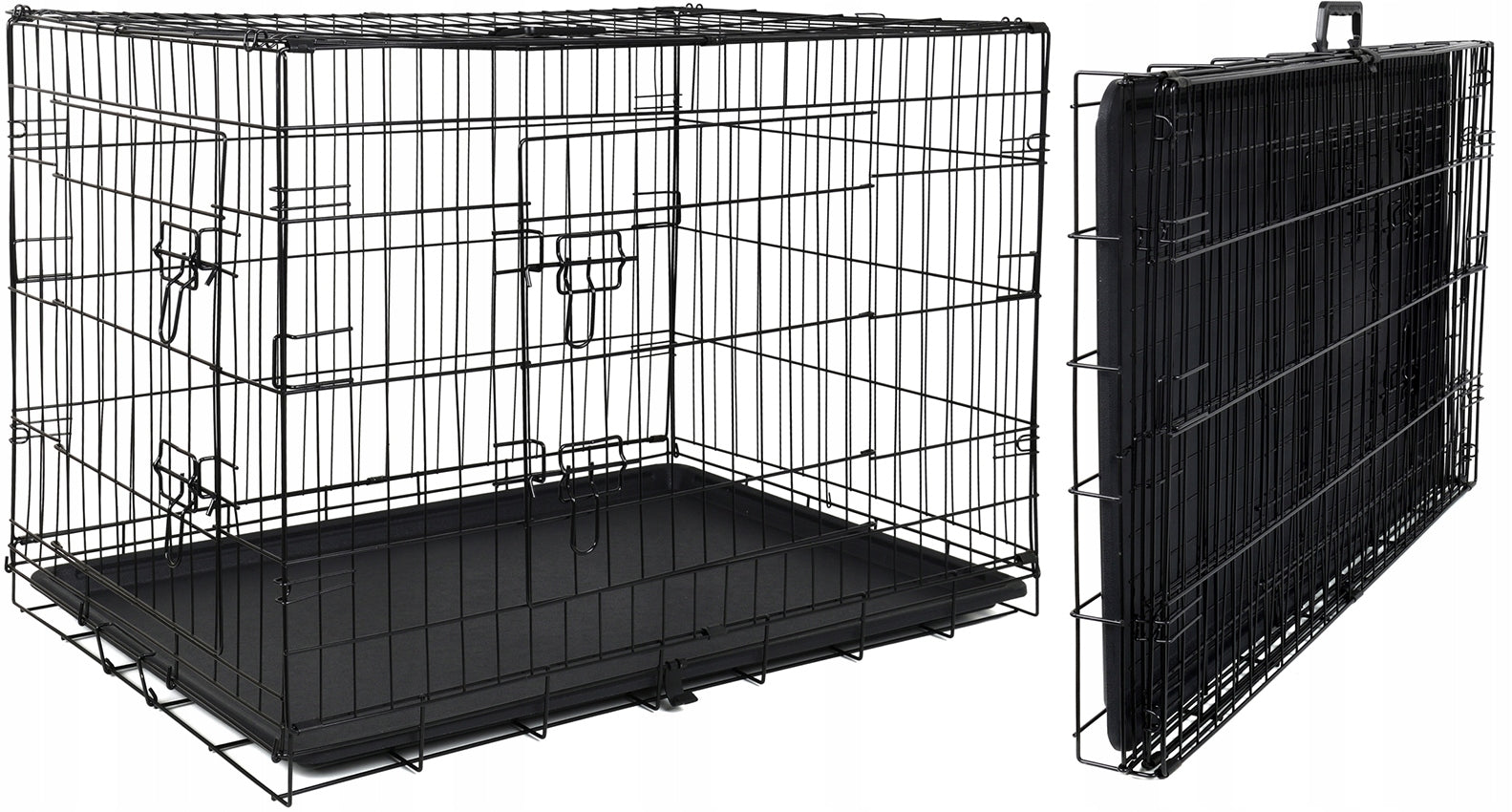 METAL KENNEL CAGE FOR DOG ANIMALS TRANSPORTER PLAYPEN 92,5x57,5x64 Length 92.5 cm