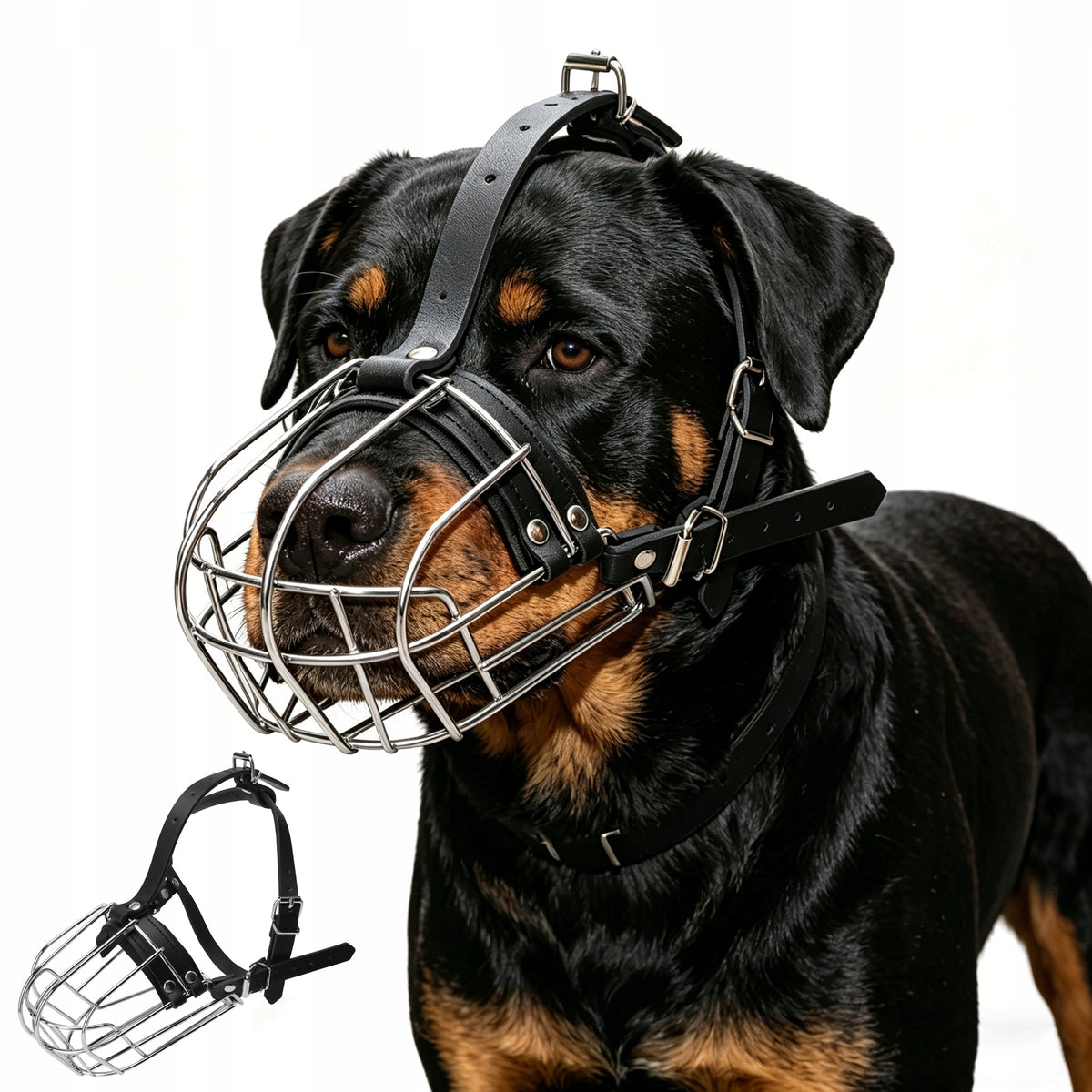 METAL MUZZLE FOR DOG PREVENTS EATING GARBAGE SAFE SIZE L