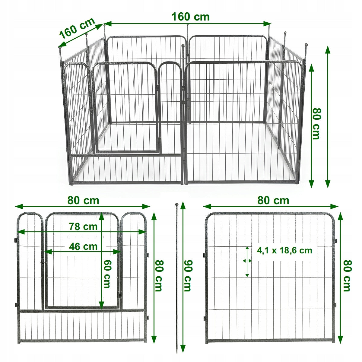 METAL PLAYPEN FOR RABBIT DOG FOR HOME 8 PANELS 80×80 CM ENCLOSURE Kind playpen
