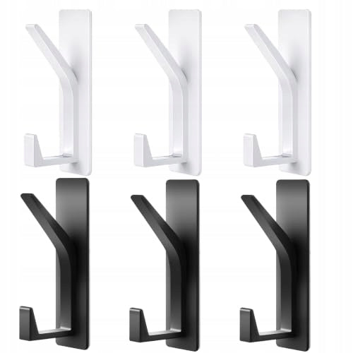 METAL SELF-ADHESIVE HOOKS BLACK AND WHITE FOR KITCHEN BATHROOM 6 PCS. Brand no brand