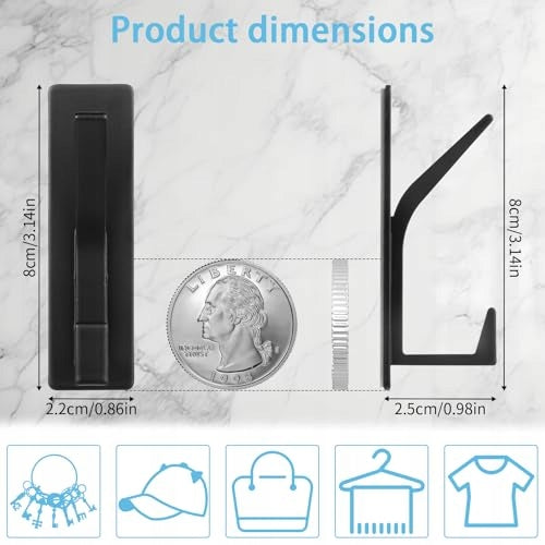METAL SELF-ADHESIVE HOOKS BLACK AND WHITE FOR KITCHEN BATHROOM 6 PCS. Manufacturer code Bez marki
