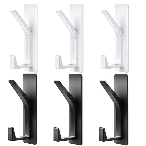 METAL SELF-ADHESIVE HOOKS BLACK AND WHITE FOR KITCHEN BATHROOM 6 PCS.