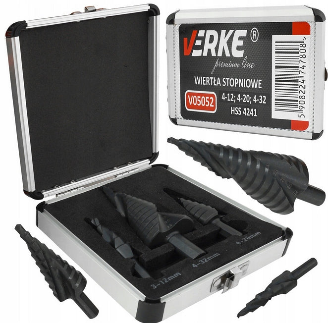 METAL SPIRAL STEP CONICAL DRILL BITS 4-32 mm Brand Verke