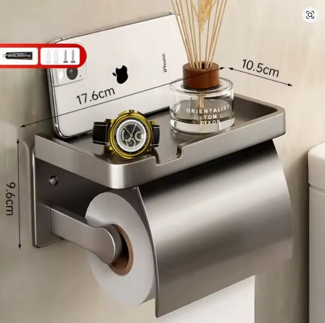 METAL TOILET PAPER HANGER HOLDER WITH SHELF SOLID AESTHETIC Manufacturer code Pólka łazienkowa z podajnikiem na papier