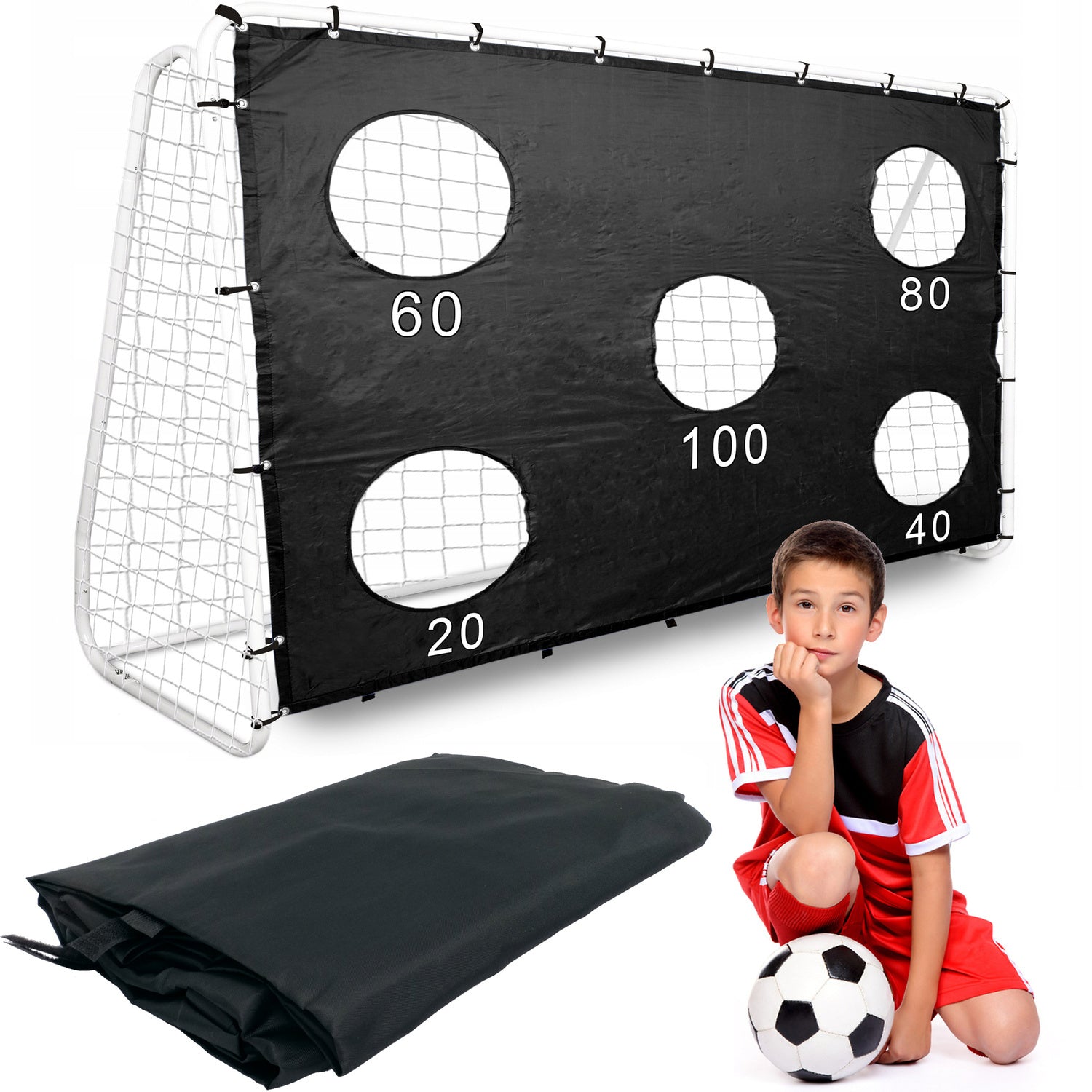 METAL TRAINING FOOTBALL GOAL WITH ACCURACY MAT Mesh 240x150 BLACK Character/Title none
