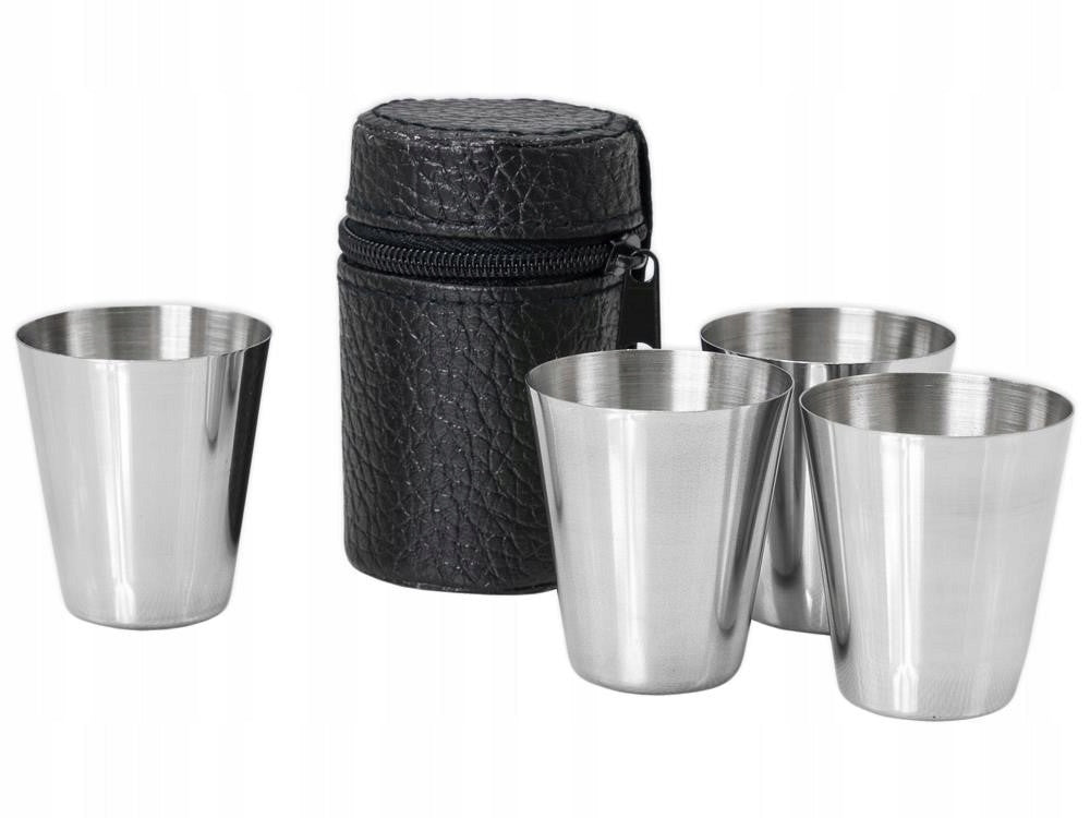 METAL TRAVEL GLASSES SET OF 4PCS CASES Color black