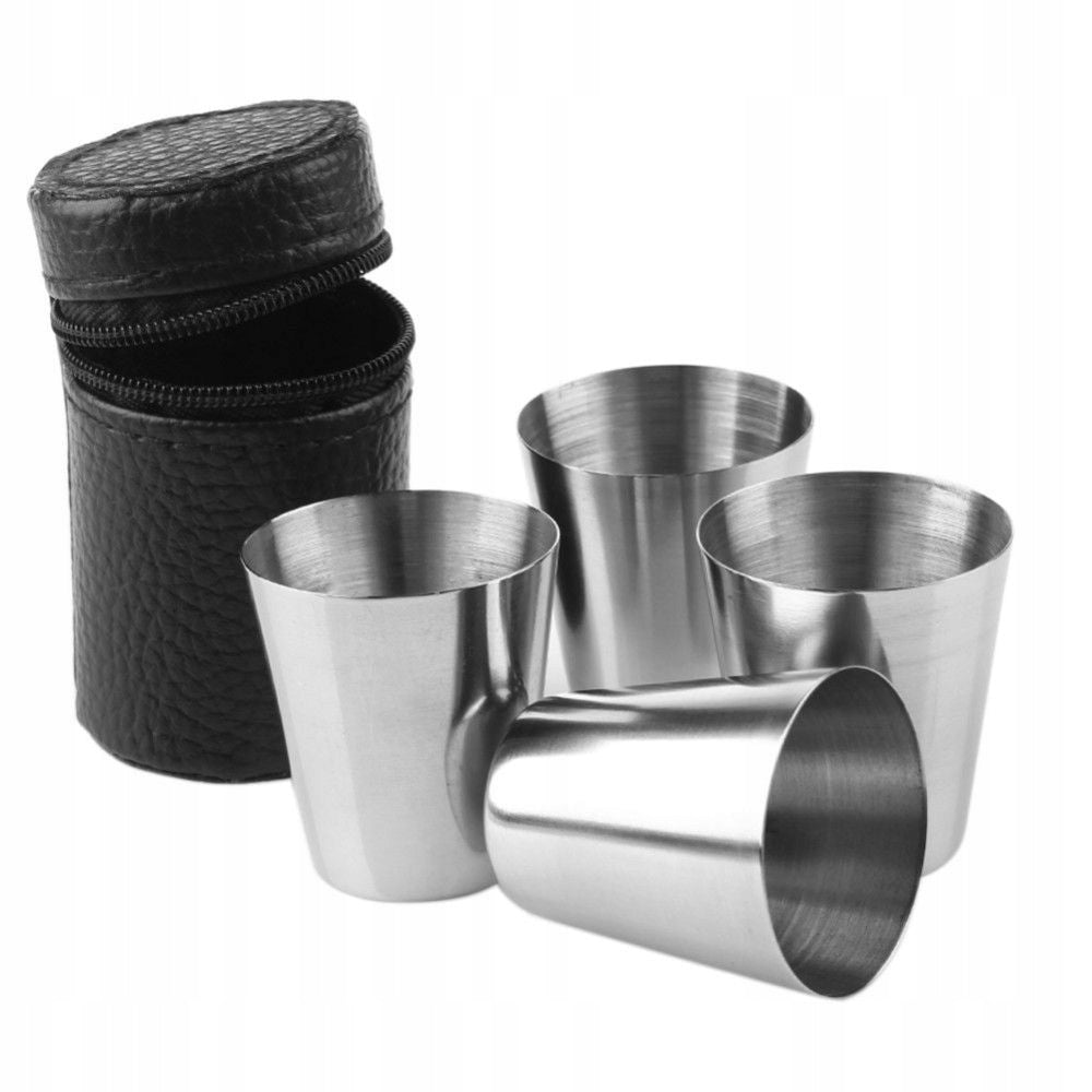 METAL TRAVEL GLASSES SET OF 4PCS CASES