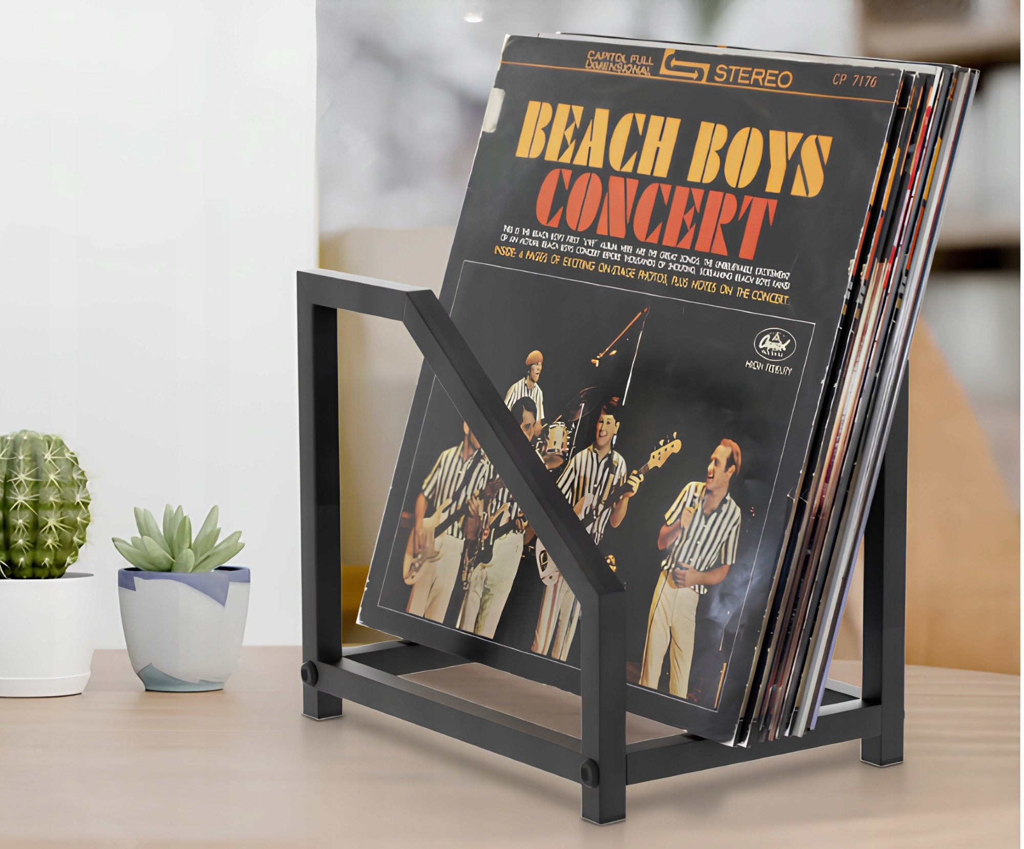METAL VINYL STAND VINYL PLATES TURNTABLE ORGANIZER BLACK BOOKCASE Packaging status original